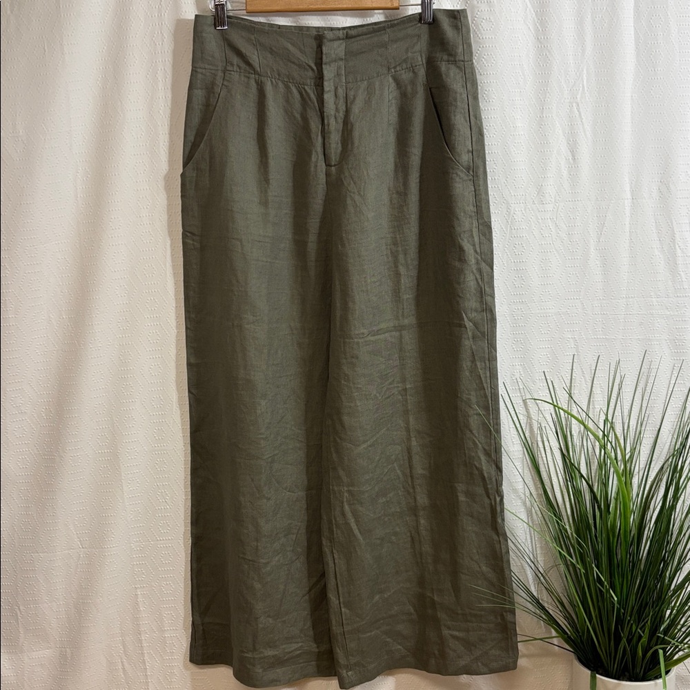 Seed Heritage French Linen High Waist Wide Leg Pants 12